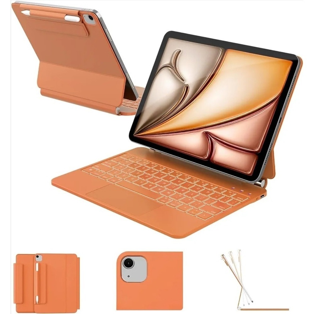 Keyboard Case iPad Air 11" M4 M3 M2 Pro 11" 1,2,3,4thGen Backlit Trackpad Orange
